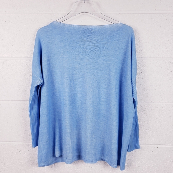 Ploumanac'h Blue Long Sleeve Lightweight‎ Sweater Boat Neck Ribbed Size Large - Picture 2 of 7